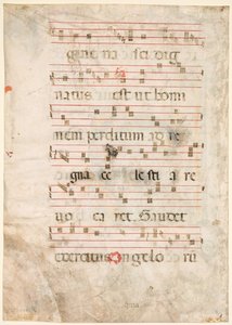 Blatt aus einem Antiphonar: Musik verso, frühe 1300er