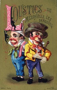 Buchstabe L: Melonville Loustics Blutegel. Gravur in "Alphabet des grotesques". Serie von 25 Werbechromolithographien auf goldenem Hintergrund, Ende des 19. Jahrhunderts.