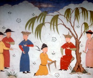 Li-ta-chih und Maksun überreichen Geschichtsbücher an Uljaytu, 14.-15. Jahrhundert
