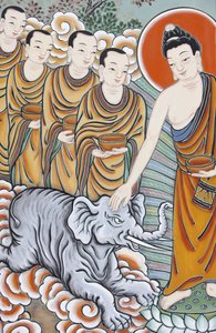 Leben des Buddha Zähmung eines Elefanten, Seoul, Südkorea