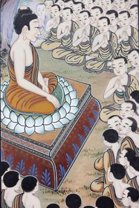 Leben des Buddha. Der Buddha gewann viele Anhänger. Bei einer Gelegenheit versammelten sich spontan 1250 Mönche, um seine Lehre zu hören (Dieser Tag wird in buddhistischen Ländern als Feiertag begangen)