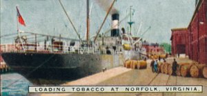 Tabakverladung in Norfolk, Virginia, 1926