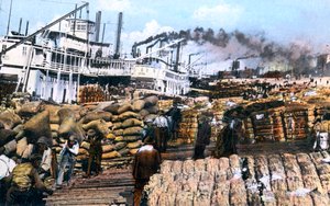 Baumwolle auf ein Schiff laden, Memphis, Tennessee, USA, um 1900er Jahre