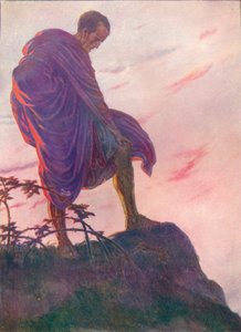 Er stand eine Weile tief in Gedanken versunken und blickte auf den Bach hinunter, um 1912