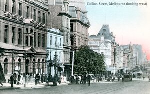 Blick nach Westen entlang der Collins Street, Melbourne, Australien, 1912 von Unbekannt