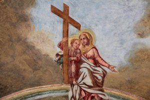 Loreto-Kirche Fresko: Maria, Jesus und das Kreuz, Prag, Tschechien