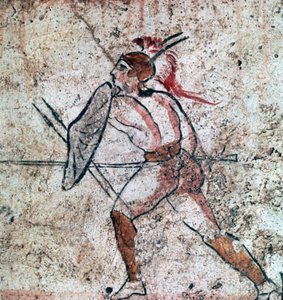 Lukanische Wandmalerei eines Kriegers, 4. Jahrhundert