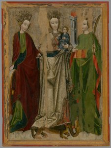 Madonna auf dem Drachen zwischen der Heiligen Katharina und Barbara