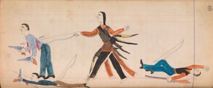 Indianer und drei weiße Männer