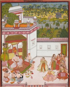 Maharadscha von Kotah hört Musik und beobachtet Tänzer, ca. 1820 von Unbekannt