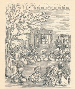 Major Denhan und seine Gruppe werden vom Scheich von Bornu empfangen, 1826, 1912