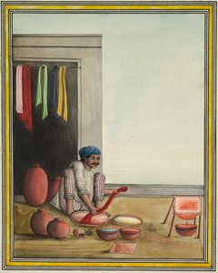 Mann beim Färben von Stoff, frühe 1830er
