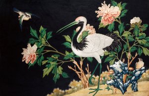 Mandschurenkranich in einer chinesischen Landschaft