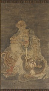 Manjushri auf einem Löwen sitzend