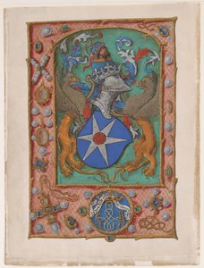 Manuskriptblatt mit Wappen, aus einem Stundenbuch, ca. 1500 von Unbekannt