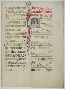 Manuskriptblatt mit Initiale A, aus einem Antiphonar, italienisch, 15. Jahrhundert von Unbekannt