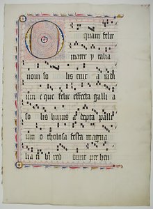 Manuskriptblatt mit Initiale O, aus einem Antiphonar, Deutsch