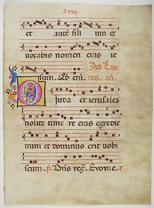 Manuskriptblatt mit Initiale O, aus einem Antiphonar von Unbekannt