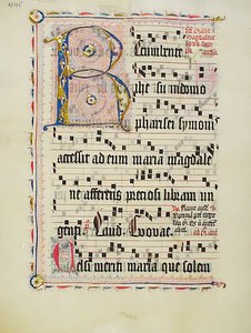 Manuskriptblatt mit Initiale R, aus einem Antiphonar, Deutsch von Unbekannt