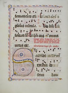 Manuskriptblatt mit Initiale S, aus einem Antiphonar, deutsch von Unbekannt