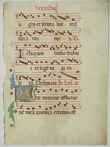 Manuskriptblatt mit Initiale V, aus einem Antiphonar, italienisch, 15. Jahrhundert von Unbekannt
