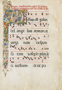 Manuskriptblatt mit Johannes dem Evangelisten und Johannes dem Täufer in einer..., 2. Hälfte des 15. Jahrhunderts von Unbekannt