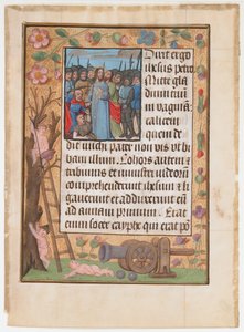 Manuskriptblatt mit dem Verrat, aus einem Stundenbuch, ca. 1500