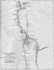 Karte - Britische Antarktisexpedition 1910-13. Streckenkarte der Hauptsüdreise, 1913