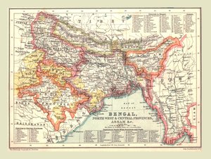 Karte von Bengalen, den Nordwest- und Zentralprovinzen und Assam, 1902