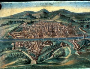 Karte von Florenz, 15. Jahrhundert von Unbekannt