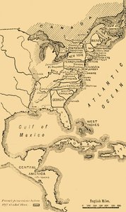 Karte von Nordamerika, Darstellung des Amerikanischen Unabhängigkeitskrieges, ca. 1785, 1890 von Unbekannt