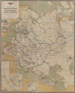 Karte der Straßen, Eisenbahnen und Binnenwasserstraßen des Russischen Reiches, 1893 von Unbekannt