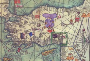 Karte von Osteuropa, Ansicht von Süden. Reproduktion des Katalanischen Atlas von Unbekannt