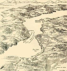 Karte der Dardanellen, Erster Weltkrieg, 1915, ca. 1920