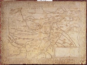 Karte des Mantuanischen Gebiets, in Flachrelief geschnitzt