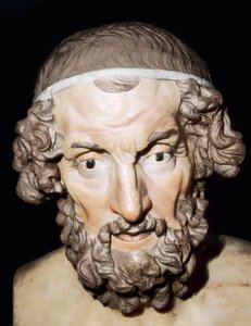 Marmorporträtbüste von Homer, römisch, aus Baiae, Kampanien, Italien, 1.-2. Jahrhundert