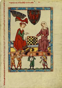 Markgraf Otto IV. von Brandenburg spielt Schach aus dem Codex Manesse, zwischen 1305 und 1340 von Unbekannt