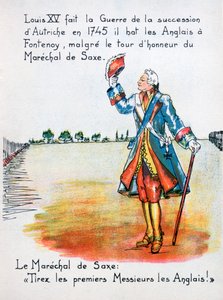 Marschall Maurice de Saxe, Schlacht bei Fontenoy, 11. Mai 1745, 20. Jahrhundert von Unbekannt