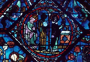 Messe des Heiligen Ägidius, Buntglasfenster, Kathedrale von Chartres, Frankreich, 1194-1260 von Unbekannt