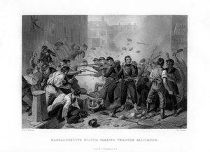 Massachusetts-Miliz auf dem Weg durch Baltimore, 1861