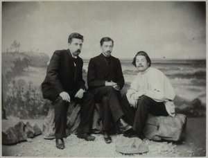 Maxim Gorki, Iwan Bunin und Nikolai Teleschow, 1900