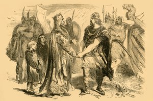 Treffen von Edmund Ironside und Knut auf der Insel Alney im Severn, ca. 1890