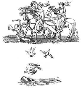 Männer und Frauen beim Beizjagen, 14. Jahrhundert, 1833