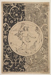 Merkur in einem dekorativen Rahmen mit Grotesken, ca. 1600-1630 von Unbekannt