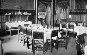 Tisch der Minister, Speisesaal des House of Commons, Palace of Westminster, London, um 1905