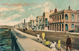 Moderne Gebäude in der Gulf Avenue, Havanna, Kuba, um 1910