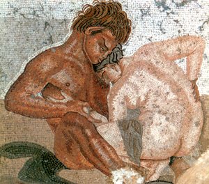 Mosaik eines Satyrs und einer Nymphe, Haus des Fauns, Pompeji, Italien von Unbekannt