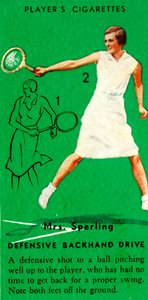 Mrs. Sperling - Defensiver Rückhand-Drive, um 1935