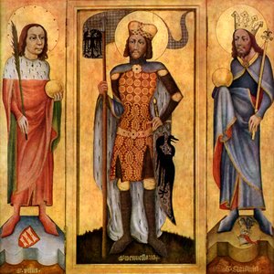 Mulhouse Altarbild, geöffnet, ca. 1385 1955