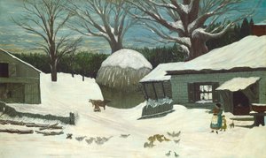Neuengland-Farm im Winter, 1850 oder später